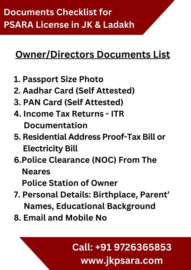 Owner/Directors Documents List